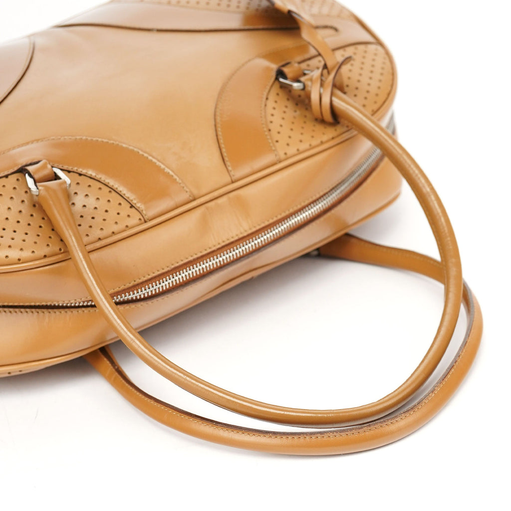 Spring 2000 Beige Leather Bowling Bag
