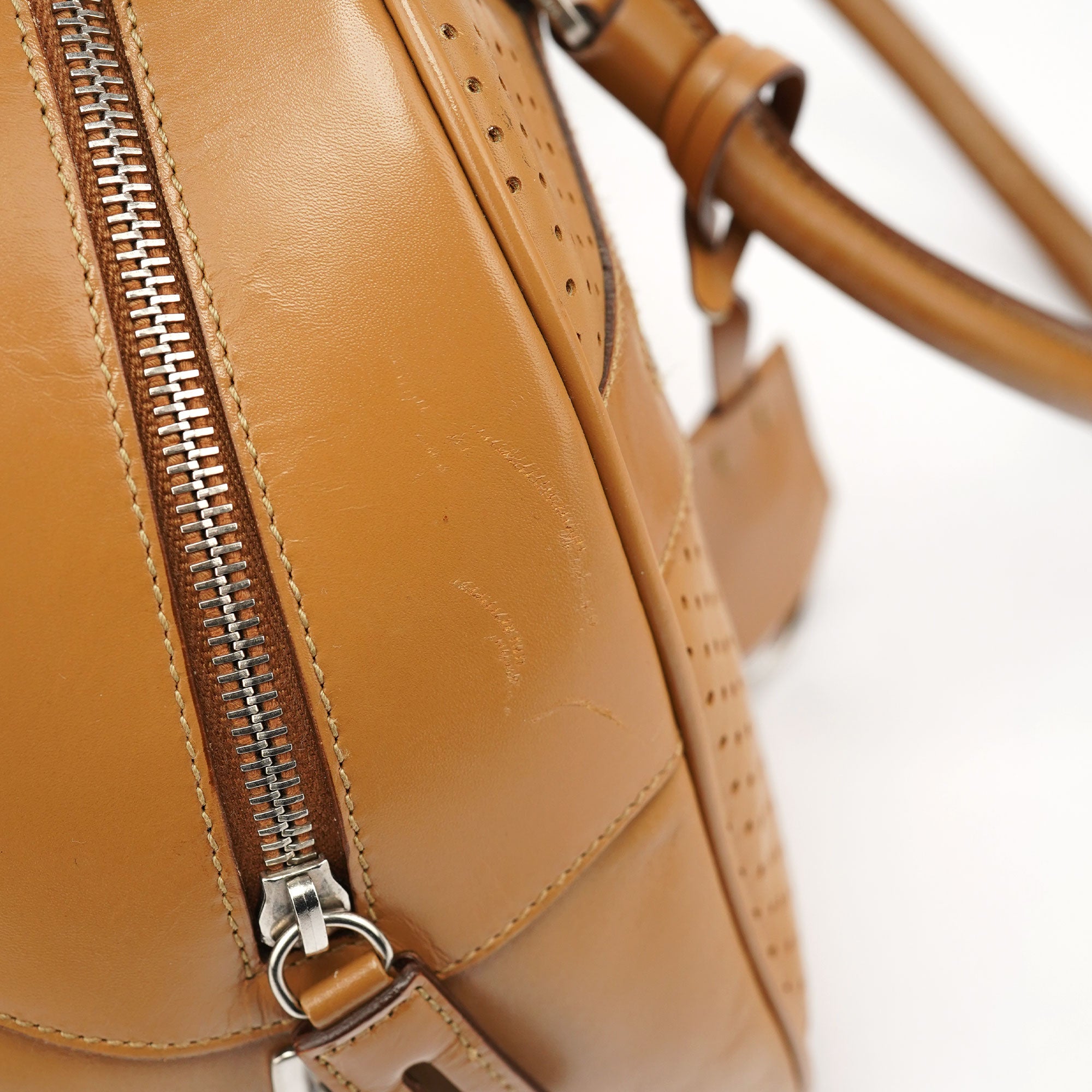 Spring 2000 Beige Leather Bowling Bag