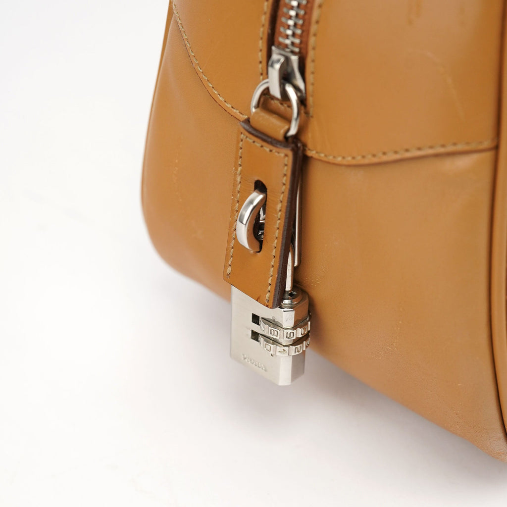 Spring 2000 Beige Leather Bowling Bag
