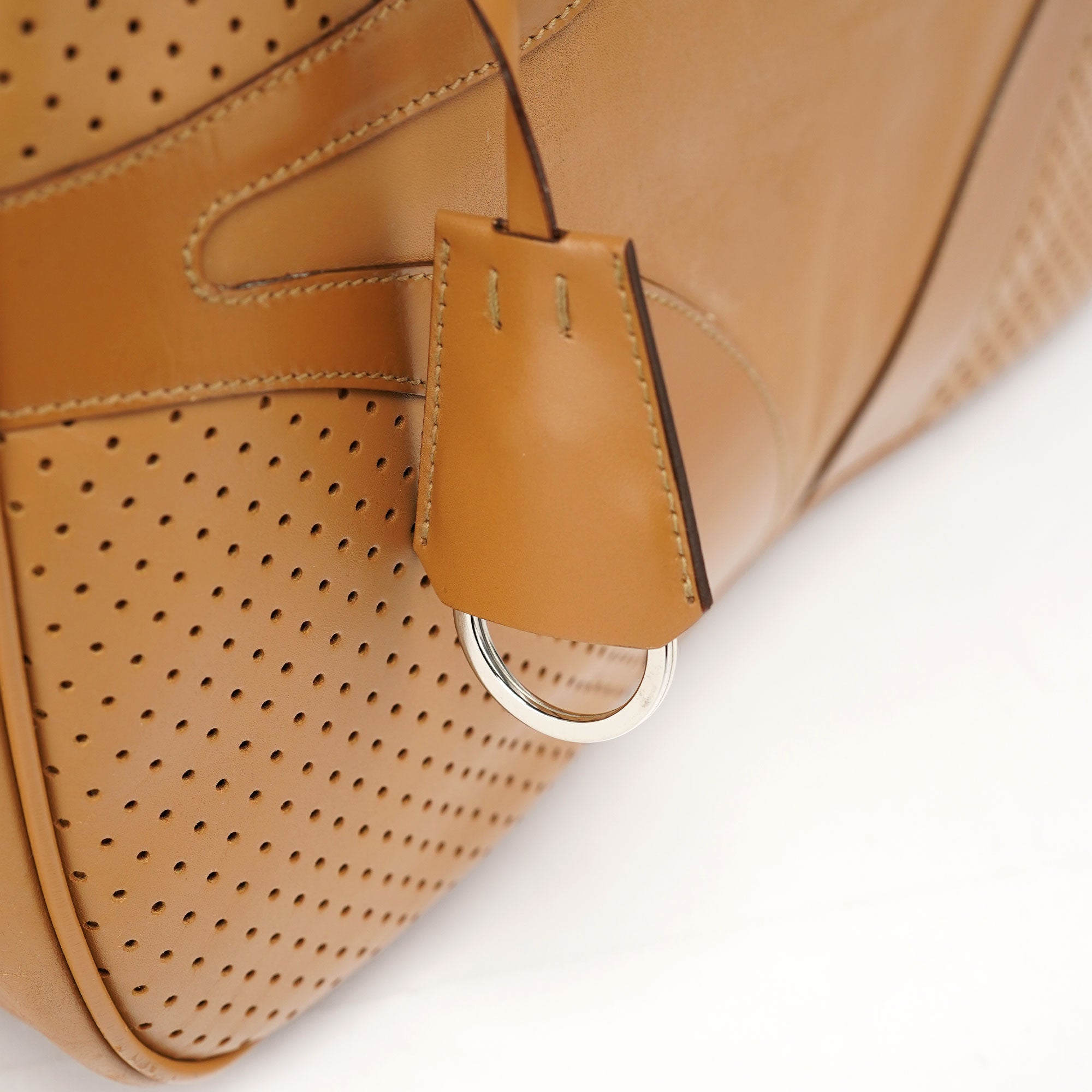 Spring 2000 Beige Leather Bowling Bag