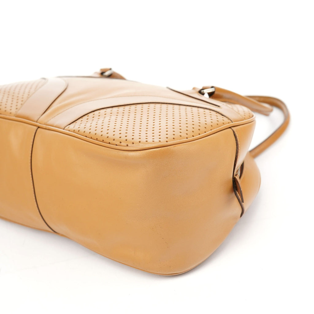 Spring 2000 Beige Leather Bowling Bag