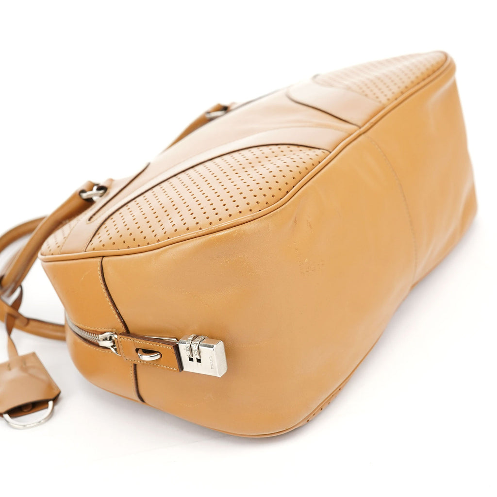 Spring 2000 Beige Leather Bowling Bag