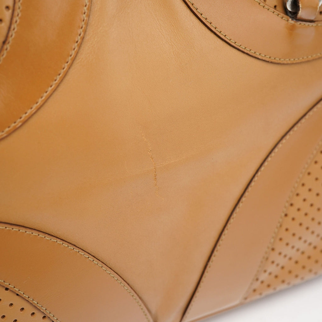 Spring 2000 Beige Leather Bowling Bag