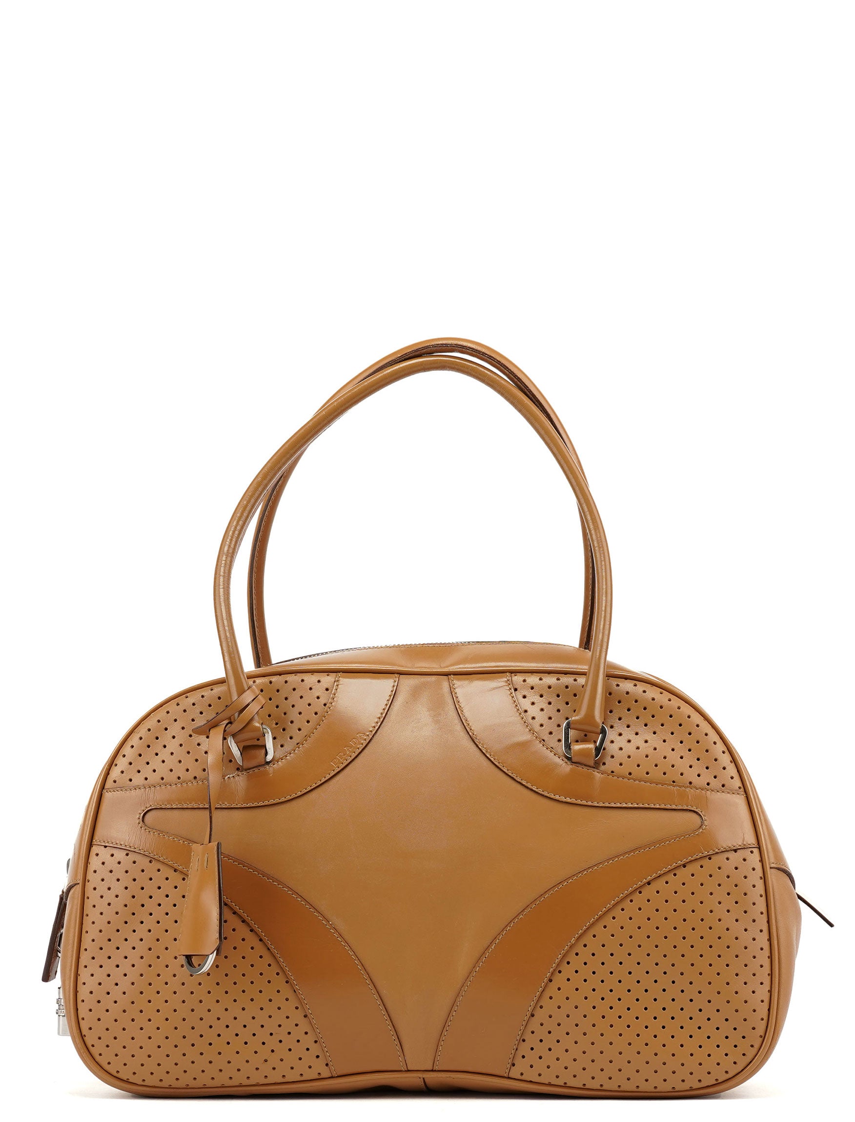 Spring 2000 Beige Leather Bowling Bag