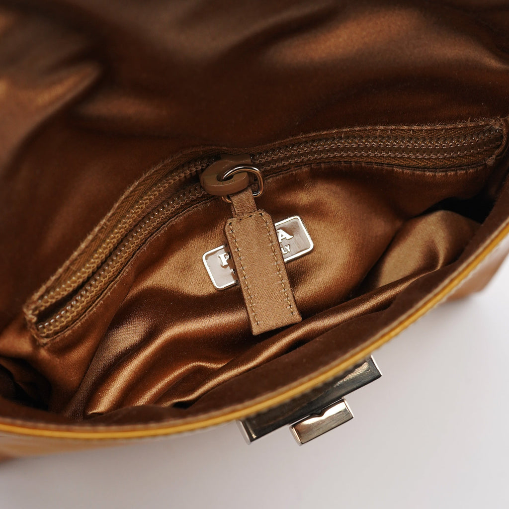 Yellow Patent Leather Turnlock Shoulder Bag