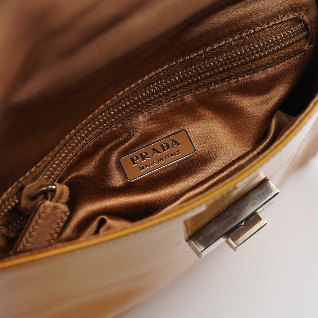 Yellow Patent Leather Turnlock Shoulder Bag