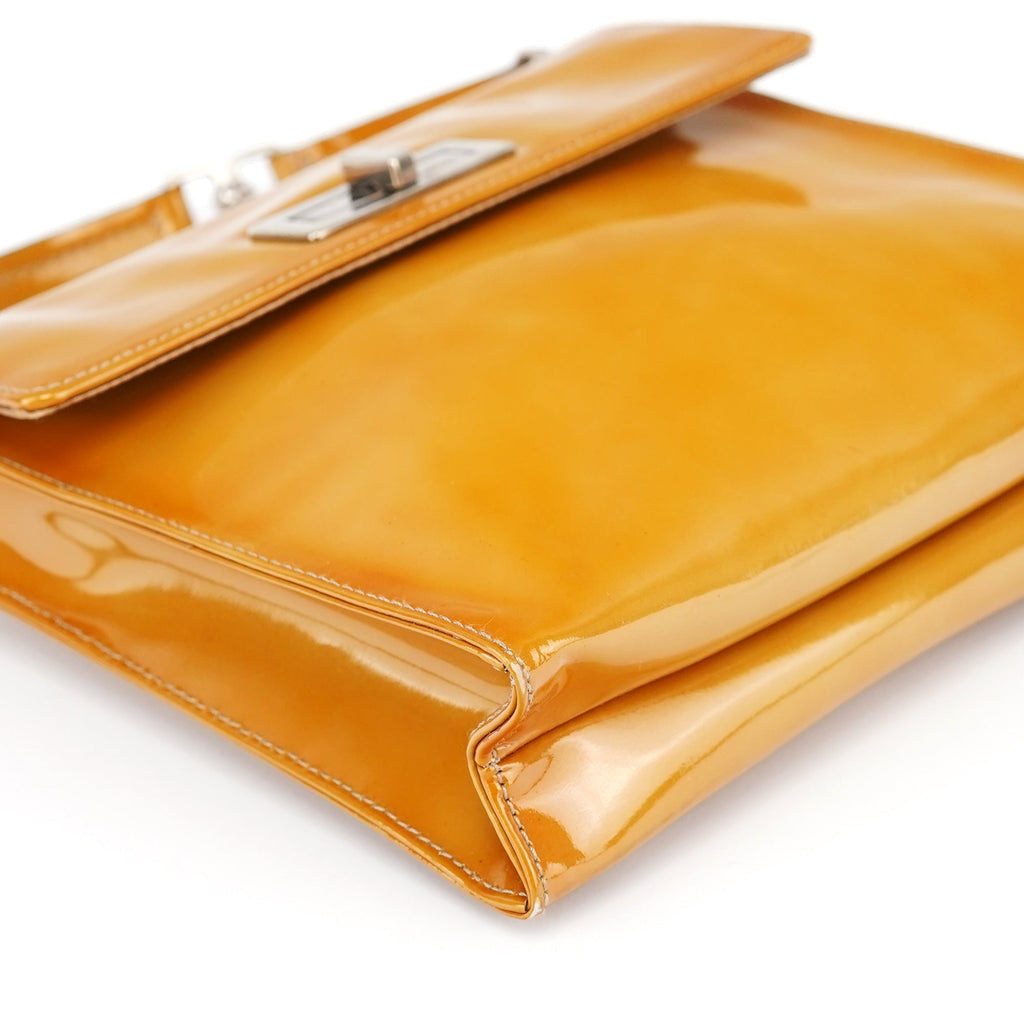 Yellow Patent Leather Turnlock Shoulder Bag