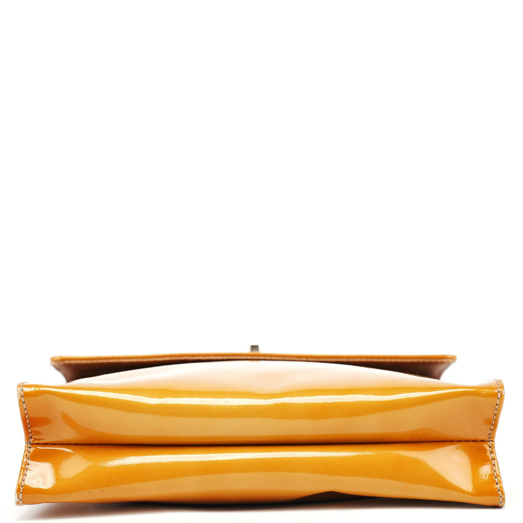 Yellow Patent Leather Turnlock Shoulder Bag