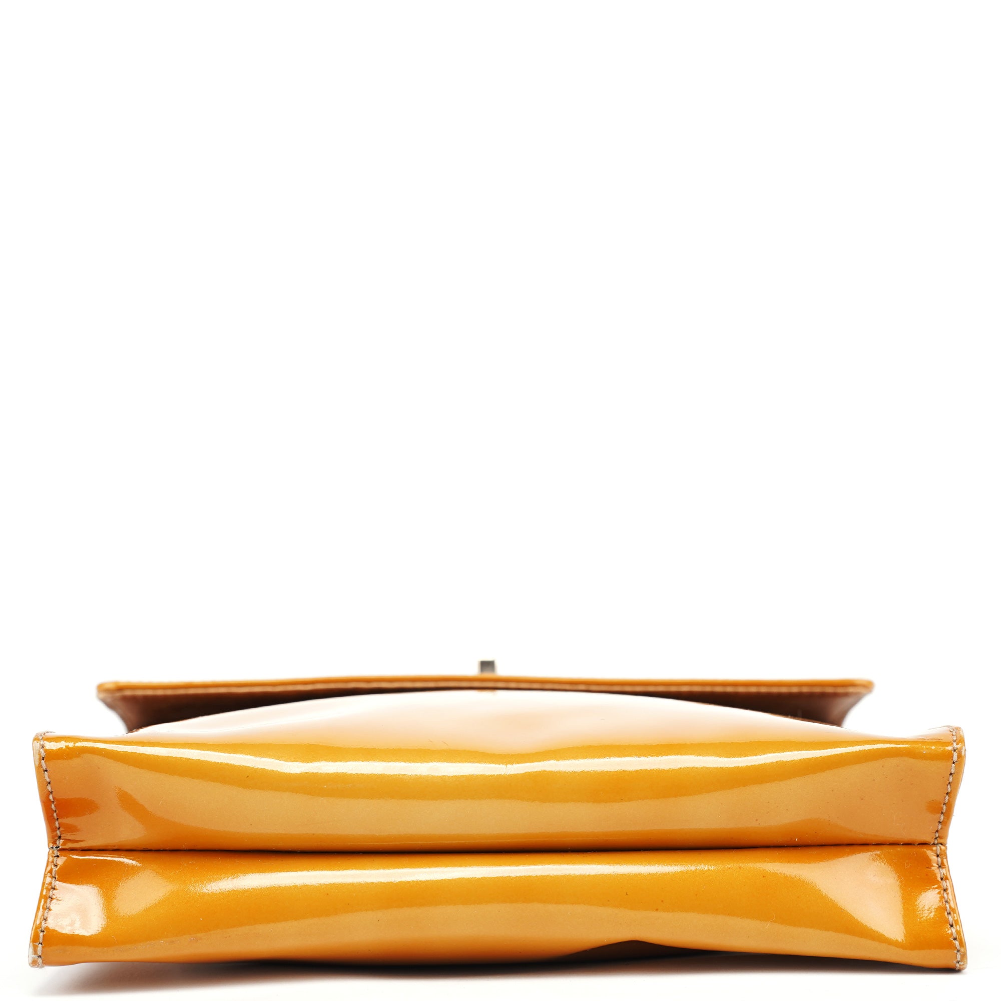 Yellow Patent Leather Turnlock Shoulder Bag