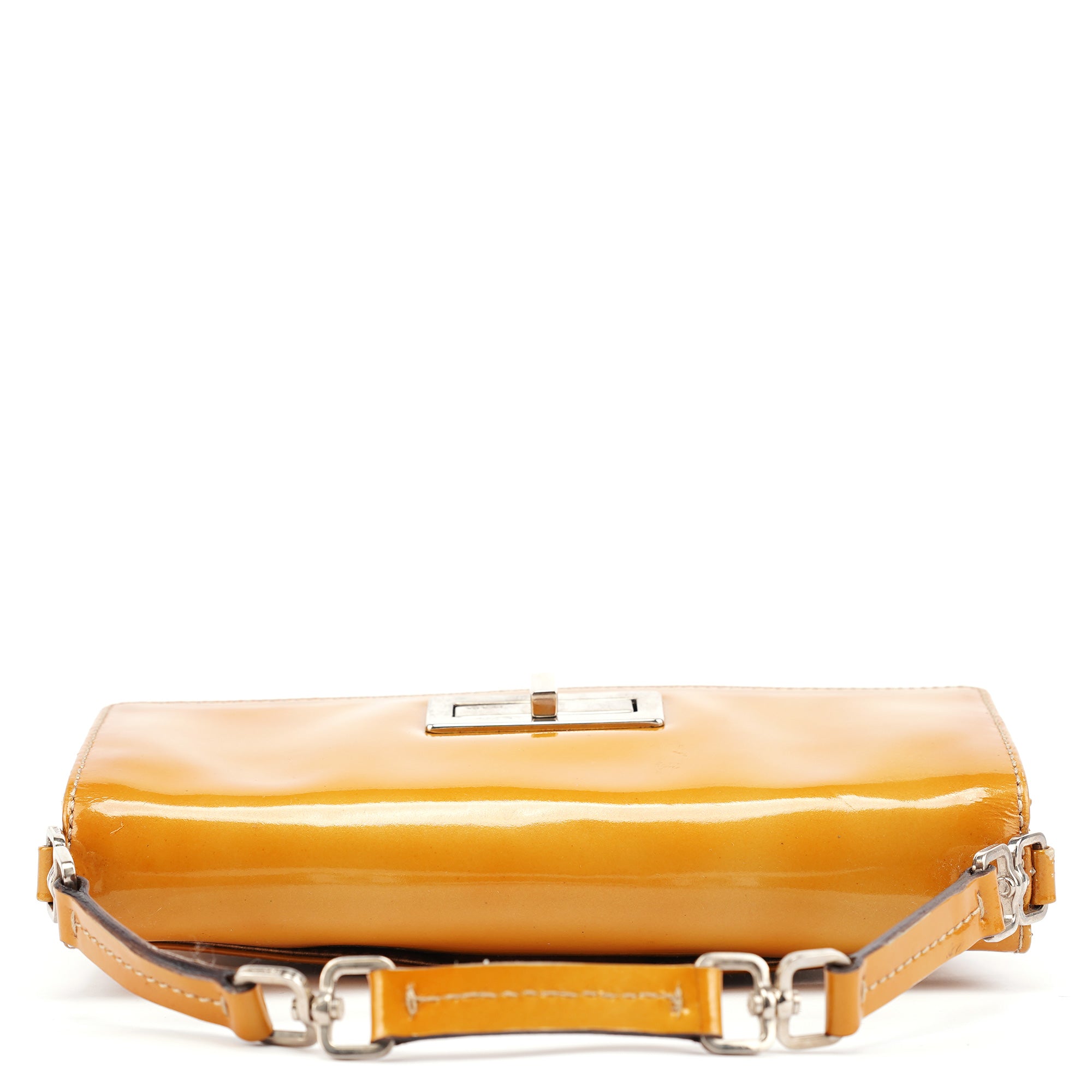 Yellow Patent Leather Turnlock Shoulder Bag