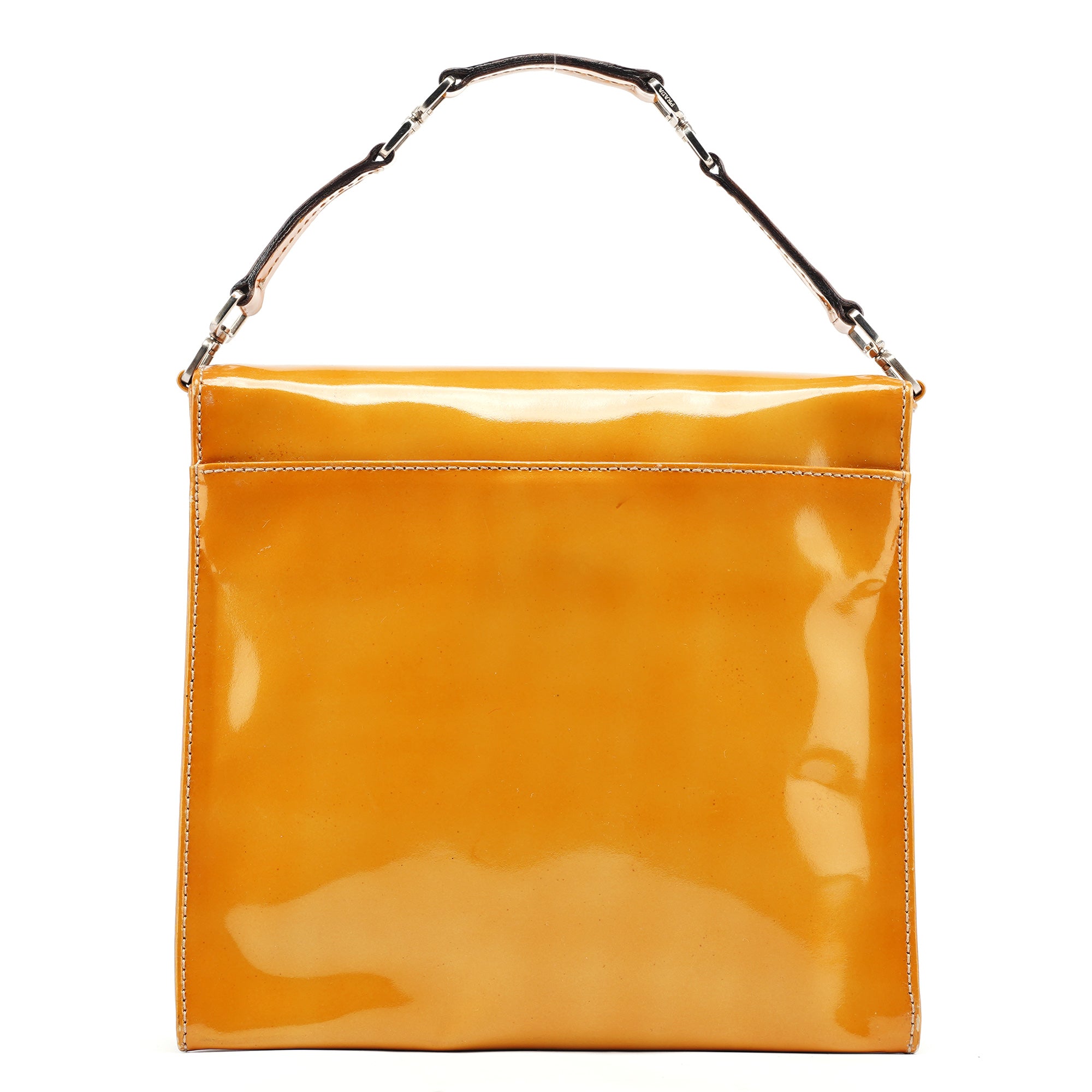 Yellow Patent Leather Turnlock Shoulder Bag