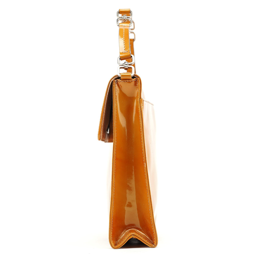 Yellow Patent Leather Turnlock Shoulder Bag