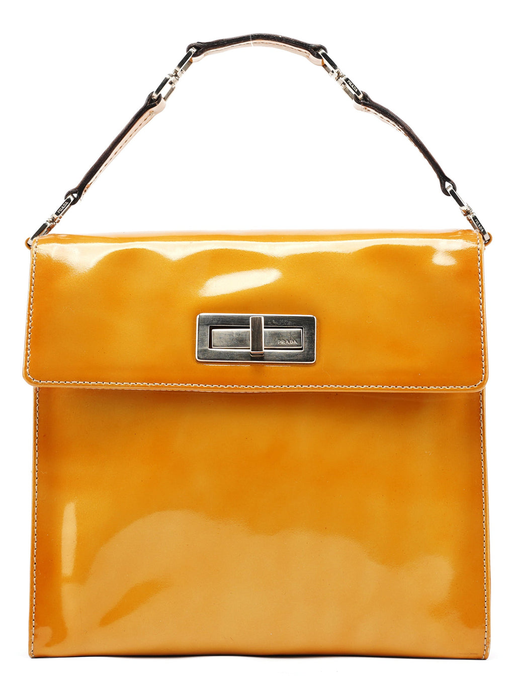 Yellow Patent Leather Turnlock Shoulder Bag
