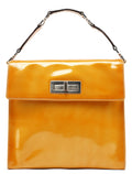 Yellow Patent Leather Turnlock Shoulder Bag