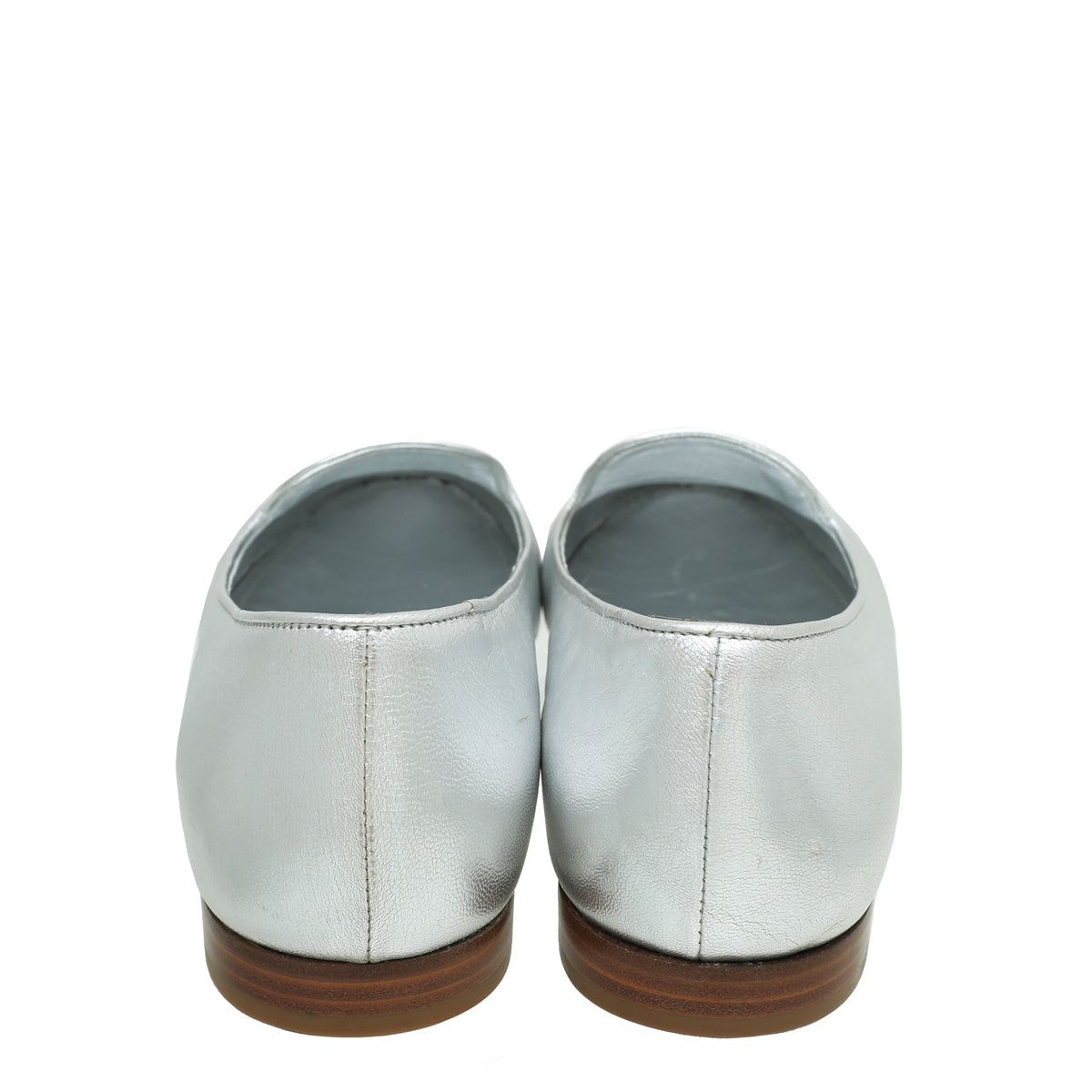Prada Silver Metallic Ladies Loafer 38