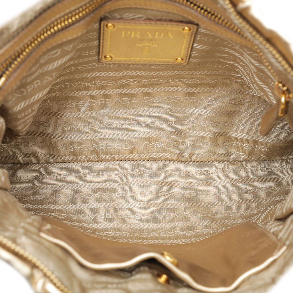 Prada Gold Nappa Bow Clutch Bag