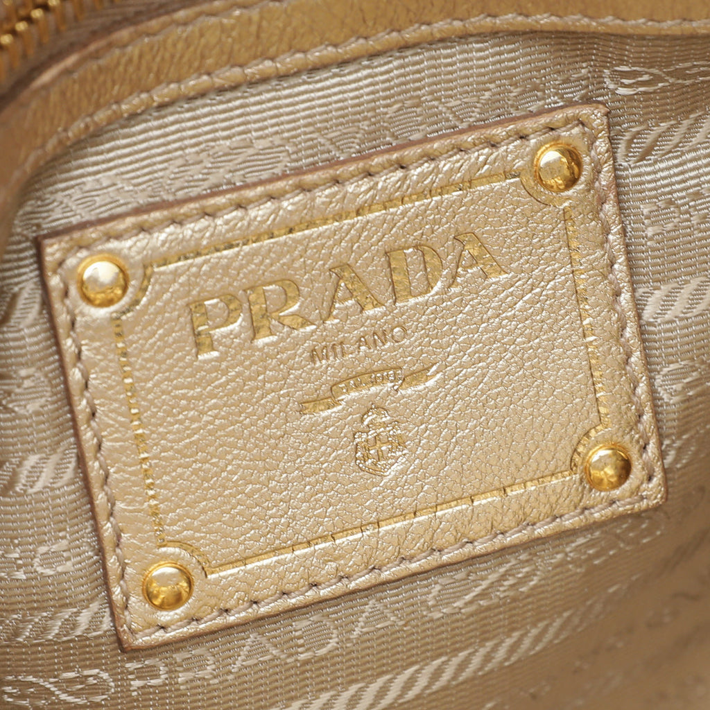 Prada Gold Nappa Bow Clutch Bag