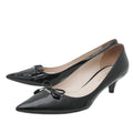 Prada Black Pointed Bow Low Heels Pumps 38.5