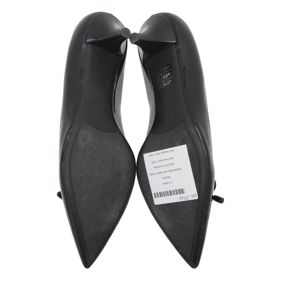 Prada Black Pointed Bow Low Heels Pumps 38.5