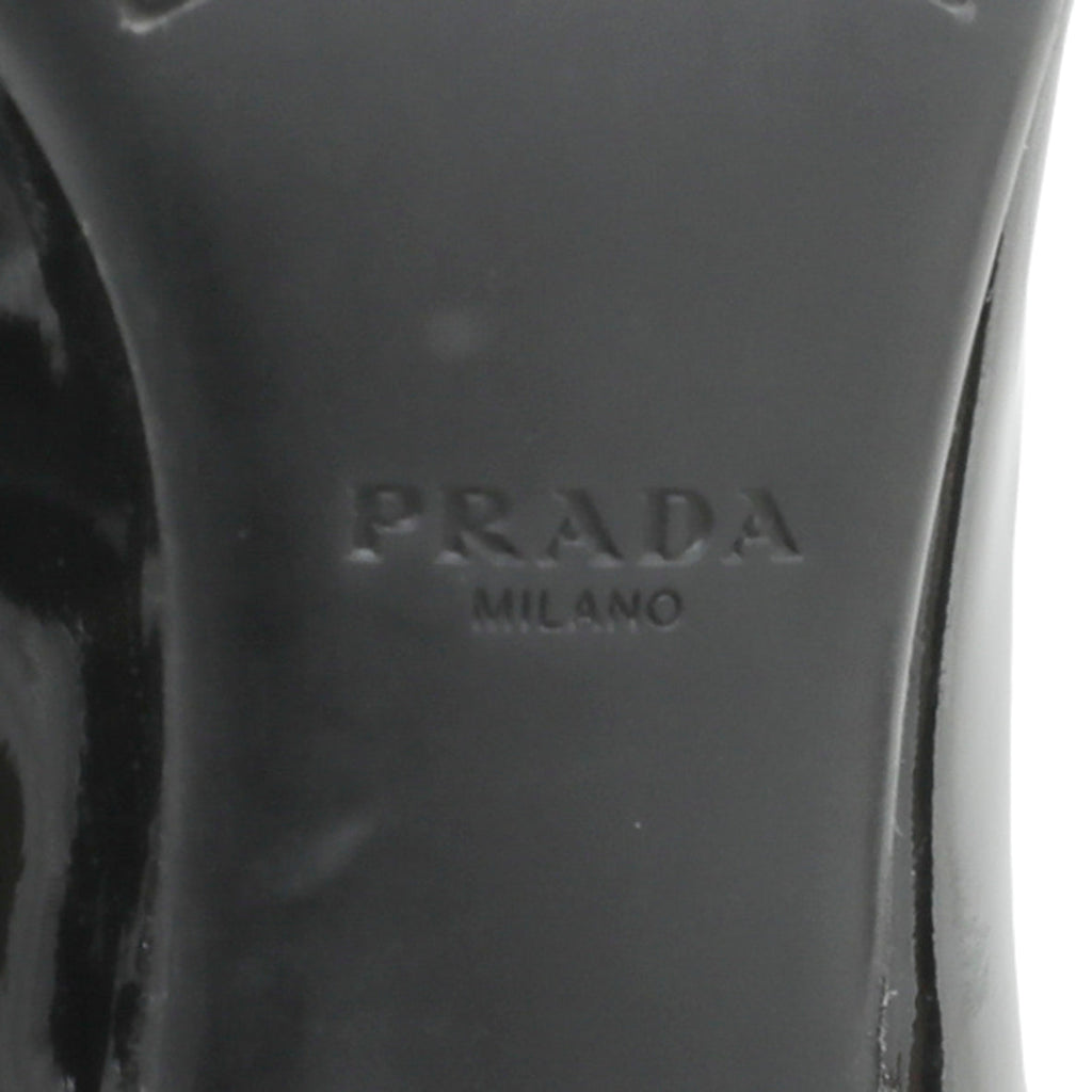 Prada Black Pointed Bow Low Heels Pumps 38.5