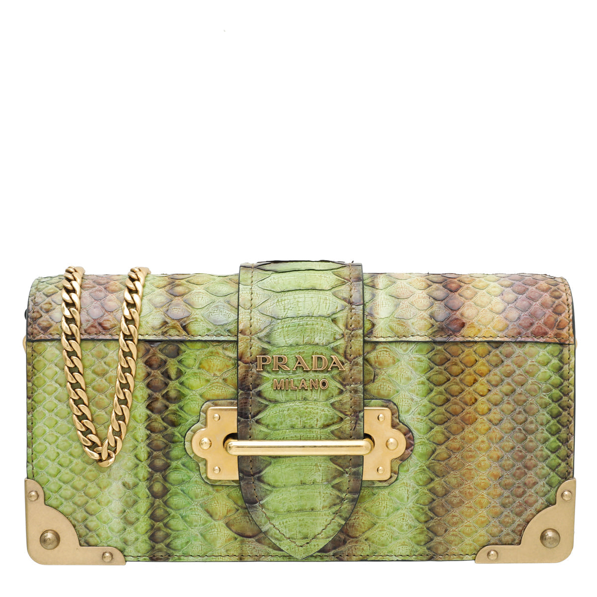 Prada Bicolor Python Cahier Chain Clutch Bag