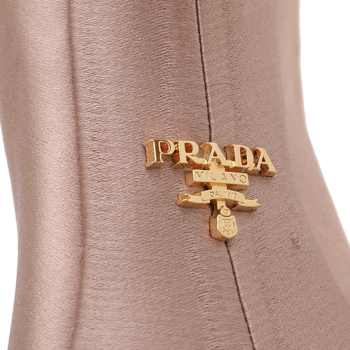 Prada Metallic Nude Peach Satin Bow Detail Peep Toe Platform 130MM Pumps 40