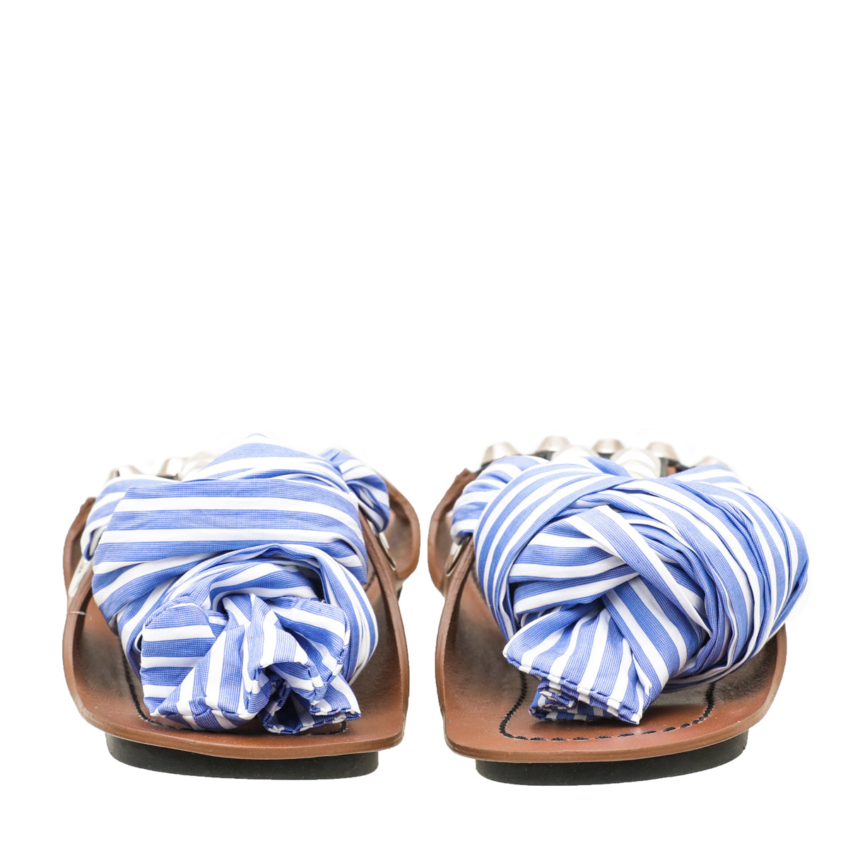Prada Bicolor Studded Wrap Around Gladiator Sandals 36