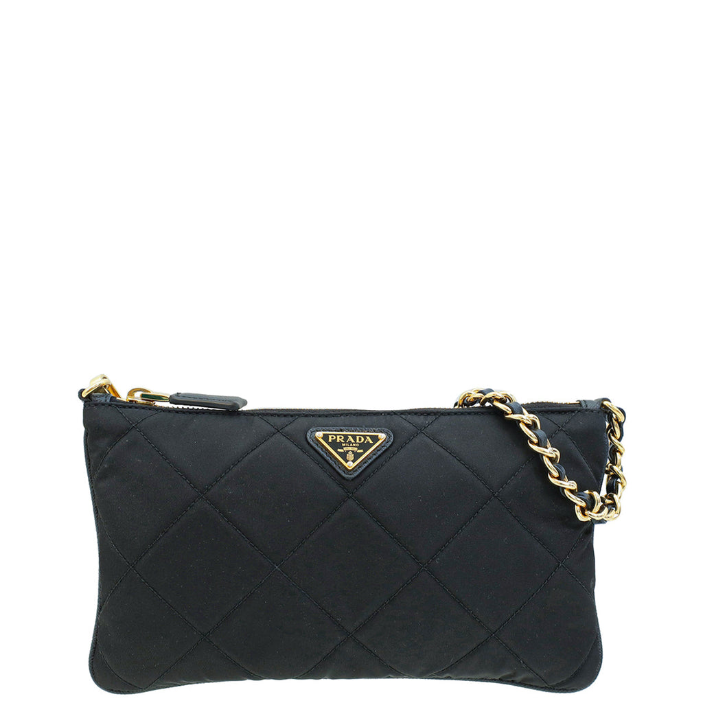 Prada Black Quilted Re-Nylon Pouch