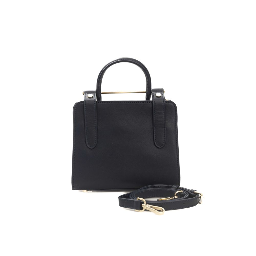 Cerruti 1881 Chic Blue Leather Shoulder Bag with Golden Women's Accents