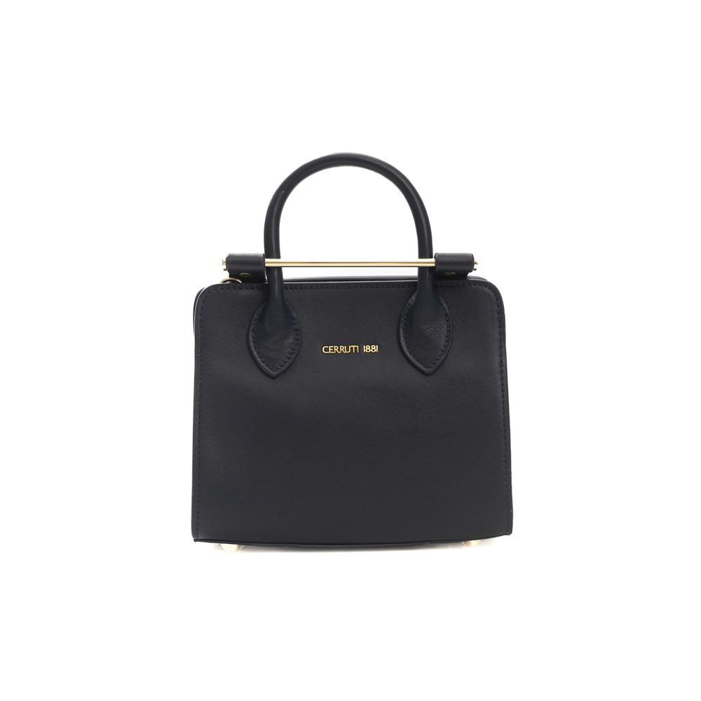 Cerruti 1881 Chic Blue Leather Shoulder Bag with Golden Women's Accents