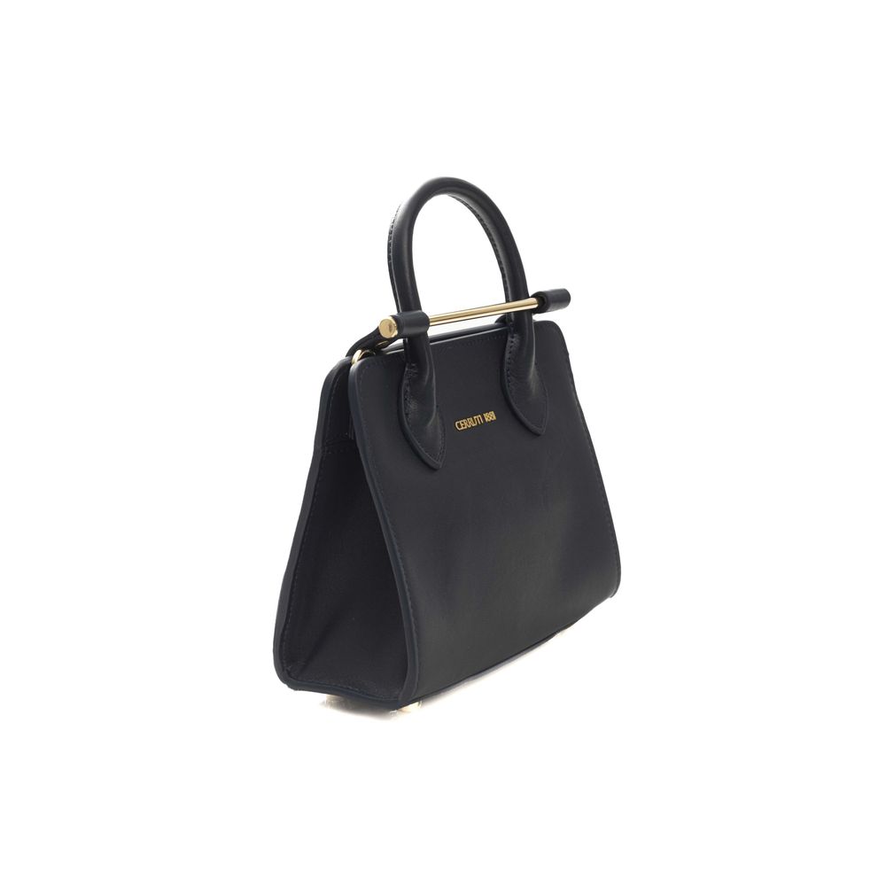 Cerruti 1881 Chic Blue Leather Shoulder Bag with Golden Women's Accents