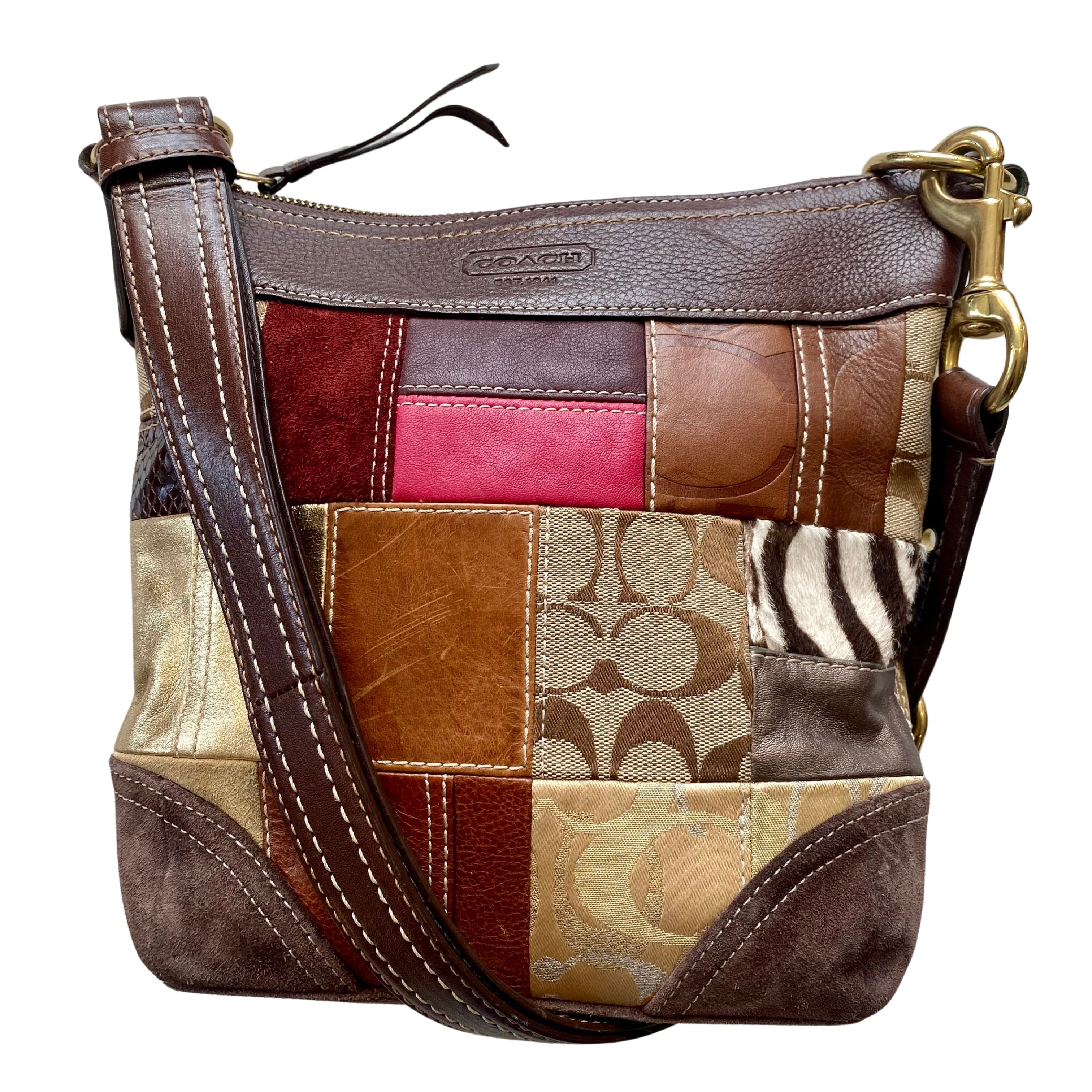 COACH Signature Patchwork Shoulder Bag/ Crossbody Bag