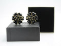 Chanel Vintage 02A Gripoix Shiny Black Large Camellia Clip-on Earrings