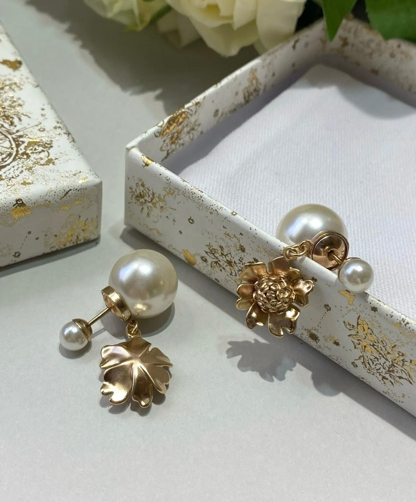 DIOR White Pearl Tribales Flower Earrings