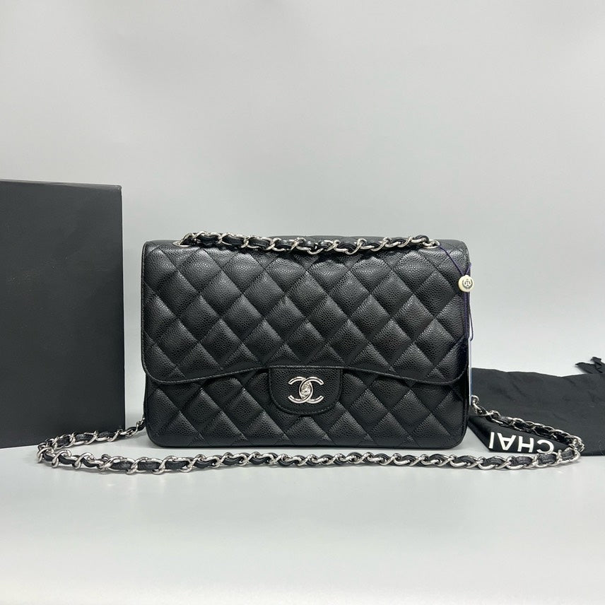 CHANEL CF Classic Flap jumbo Bag Black 2011year 30*18*9cm XJ15108