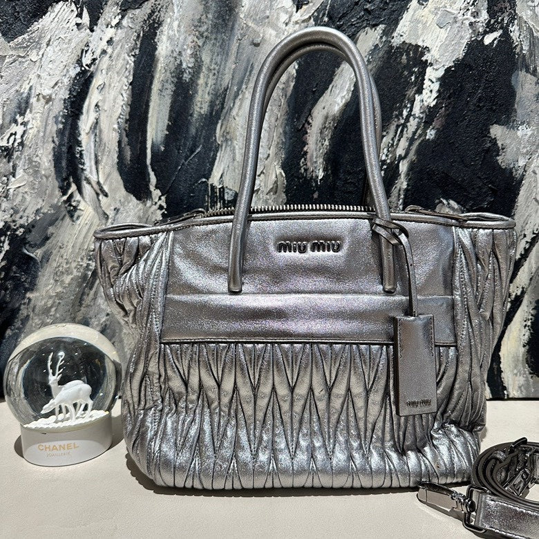 Miumiu silver tote 12331