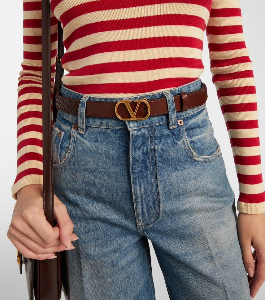 Valentino VLogo braided leather belt
