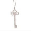 Tiffany Large Fleur de Lis Diamond Key Pendant 18K White Gold
