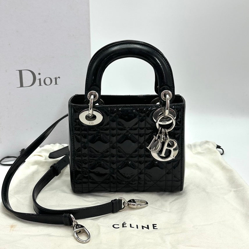DIOR Lady Mini Black Patent 17*15*7cm 3022602050870