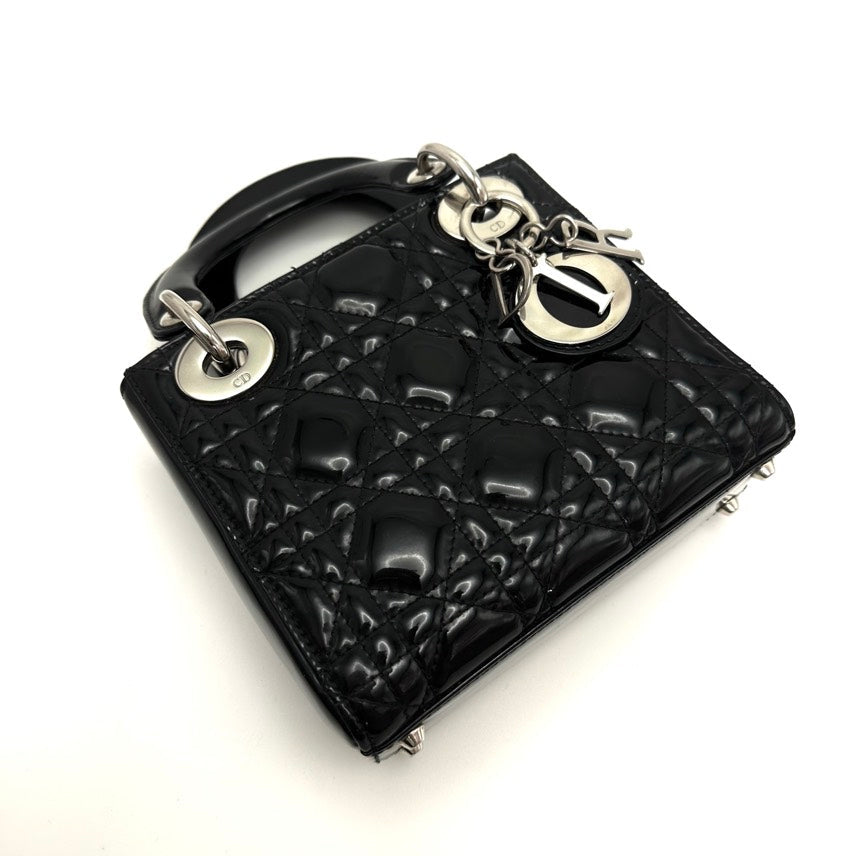 DIOR Lady Mini Black Patent 17*15*7cm 3022602050870