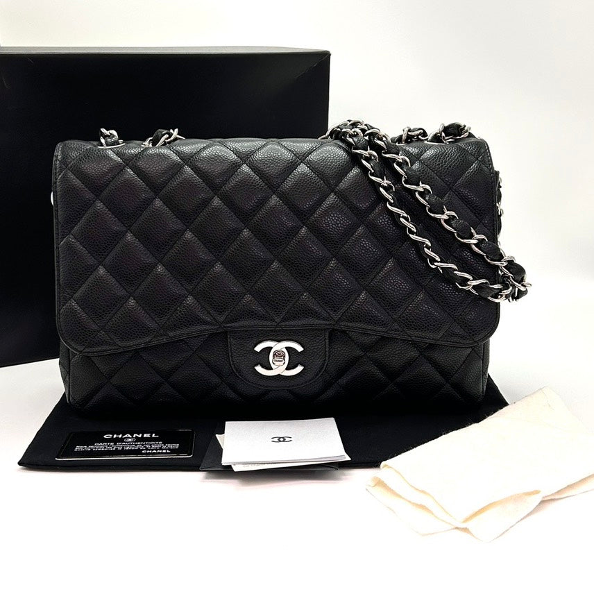 CHANEL CF Jumbo Black Caviar 2008-2009y 30*20*9cm 3052602060878