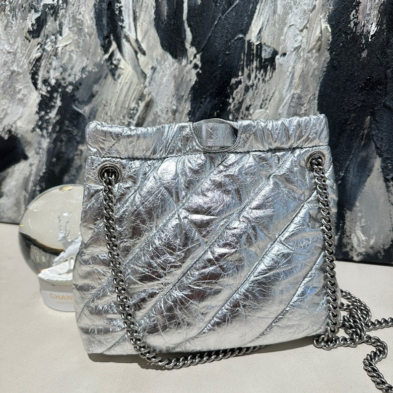 Balenciaga crush tote silver13154