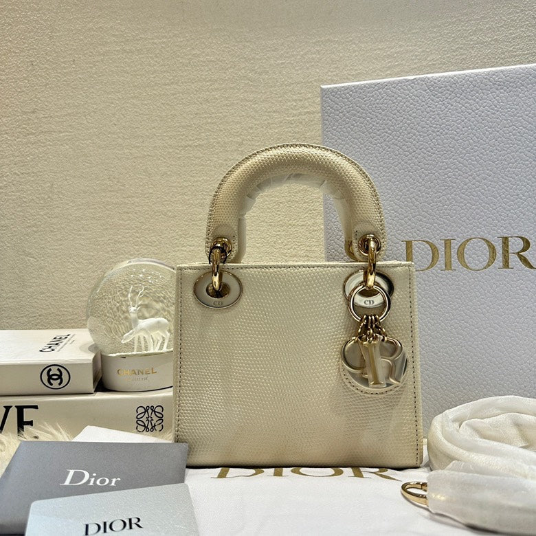   lady Dior white mini lizard skin20309.