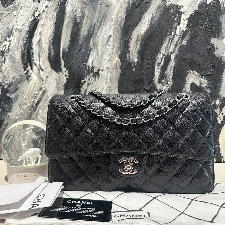 Chanel cf caviar medium black and silver 20805 pristine