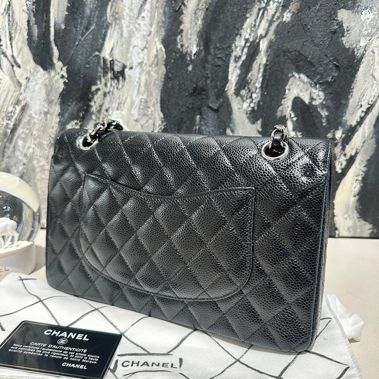 Chanel cf caviar medium black and silver 20805 pristine