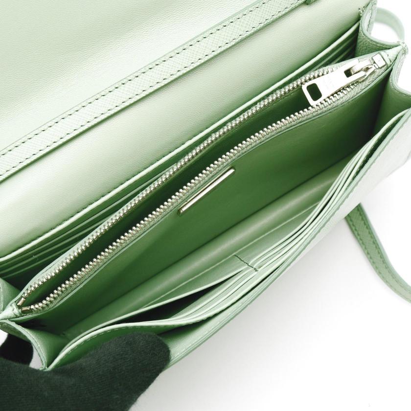 PRADA SAFFIANO LUX shoulder wallet Saffiano leather Light green - ConditionA 2101218988147