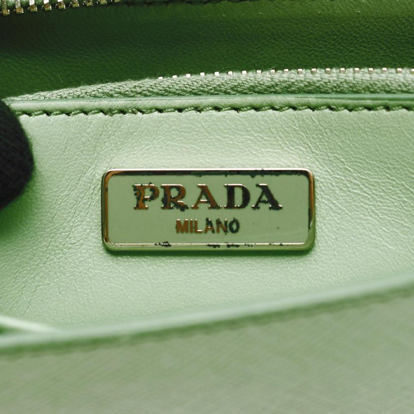 PRADA SAFFIANO LUX shoulder wallet Saffiano leather Light green - ConditionA 2101218988147