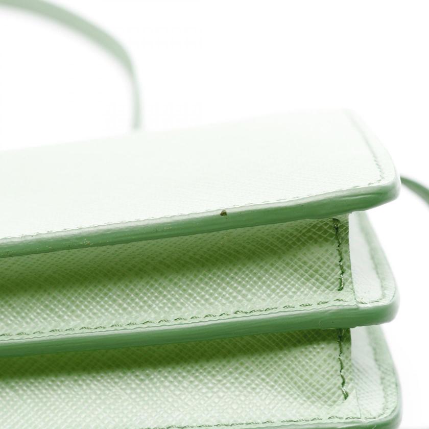 PRADA SAFFIANO LUX shoulder wallet Saffiano leather Light green - ConditionA 2101218988147