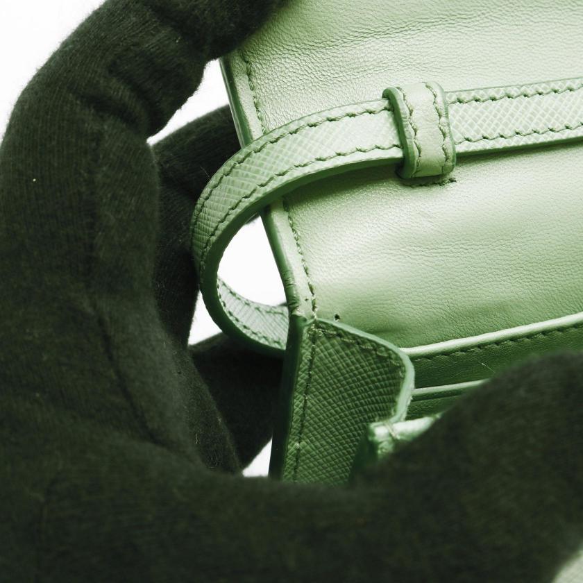 PRADA SAFFIANO LUX shoulder wallet Saffiano leather Light green - ConditionA 2101218988147
