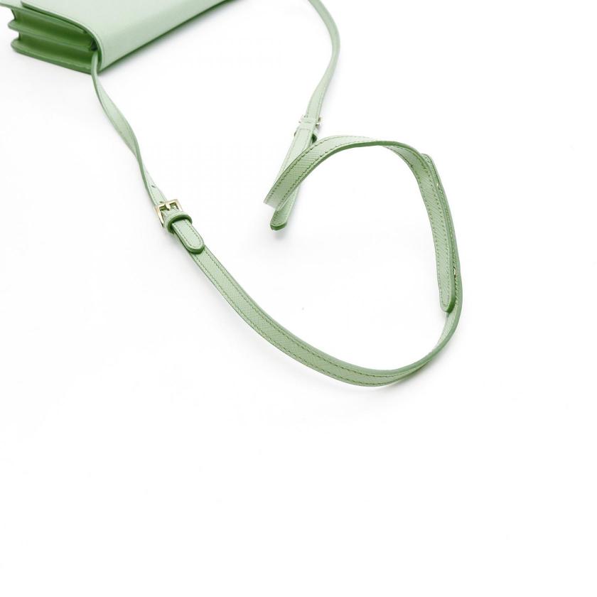 PRADA SAFFIANO LUX shoulder wallet Saffiano leather Light green - ConditionA 2101218988147